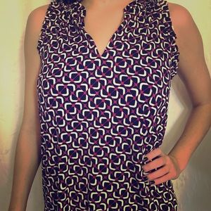 Michael Kors Sleeveless Blouse, NWT, Fuchsia/BW
